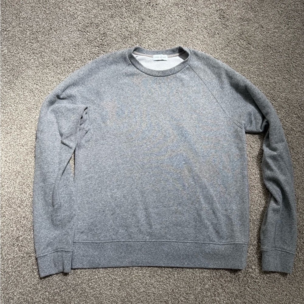 Grey John Elliott Raglan Crew Neck Pullover Sweatshirt, 3 (L), Fits Slim M Or S
